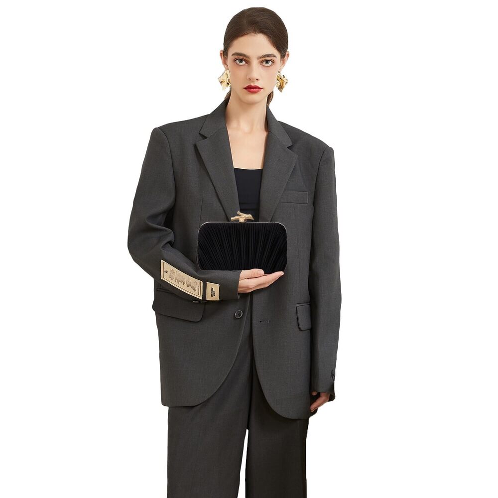 1046 Elegant Clutch Purses Satin Pleated Evening Structured Handbag - Picture 8 of 8